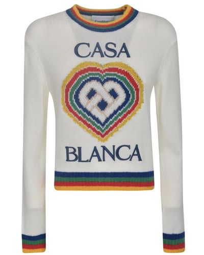 Casablancabrand Weiße sweatshirt mit herzlogo - Blau