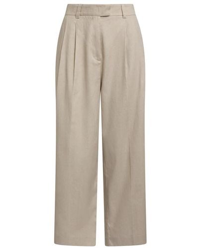 Maliparmi Pantalones de mezcla de algodón y lino con estiramiento diagonal - Neutro