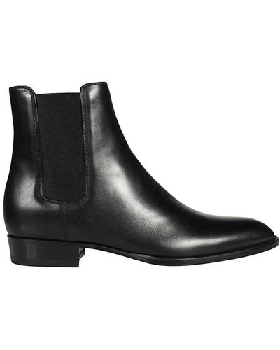 Saint Laurent Chelsea Leather Boots - Black