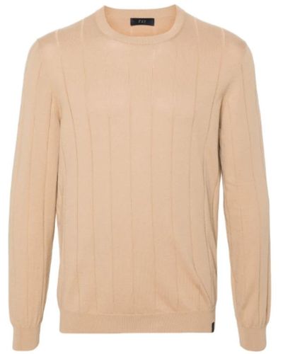 Fay Round-Neck Knitwear - Natural