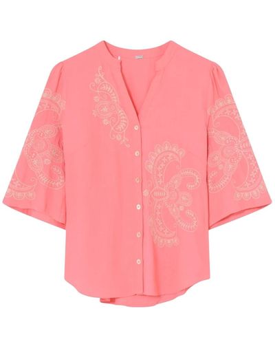 GUSTAV Carmen shirt coral lily bluse - Pink