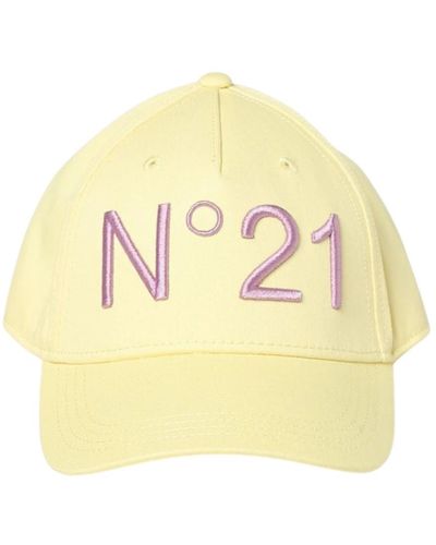 N°21 Cappello giallo con logo ricamato e visiera