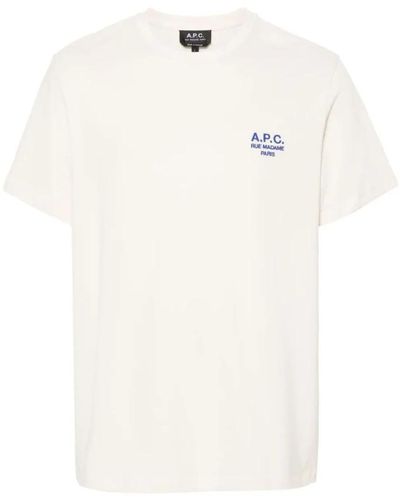 A.P.C. Besticktes logo weißes baumwoll-t-shirt