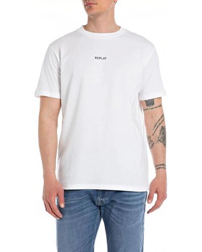 Replay T-shirt stampa logo frontale - Bianco