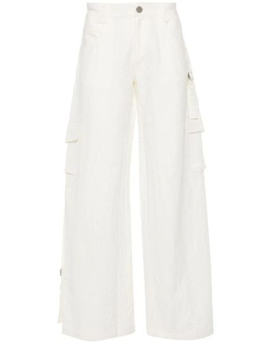 GIMAGUAS Pantaloni cargo in lino-cotone bianco crema