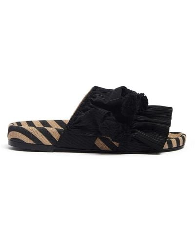 La DoubleJ Pimento slide - sandali con sottopiede in tweed primaverile - Nero