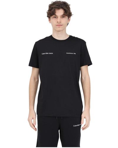 Calvin Klein Schwarzes logo print t-shirt für männer
