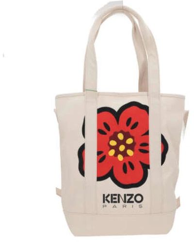 KENZO Borsa tote in canvas boke flower - Rosso