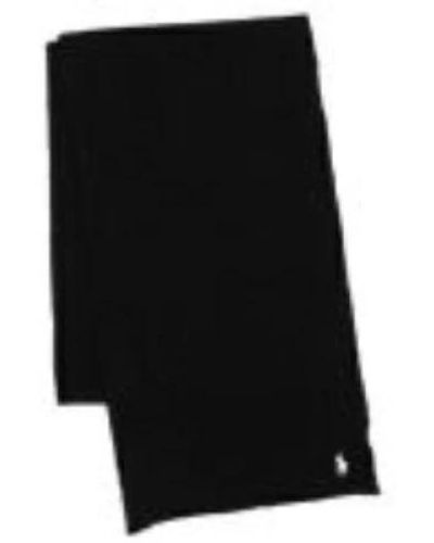 Ralph Lauren Sciarpa in lana melange nera - maglia a coste - Nero