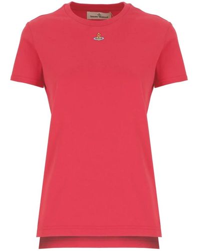 Vivienne Westwood Magliette rossa in cotone con dettaglio orb - Rosa