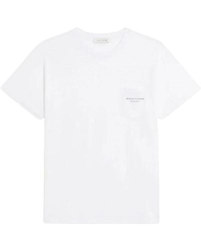 Mackintosh Weiße t-shirt mit tasche und rain or shine slogan
