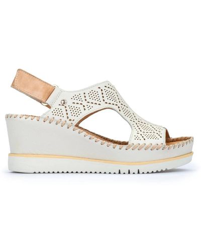 Pikolinos Leather Wedge Sandals Aguadulce W3z - White