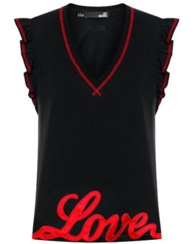 Moschino T-shirt donna con rouche e scritta love - Nero