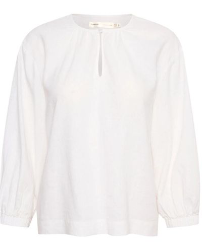 Inwear Blusa de lino blanco puro
