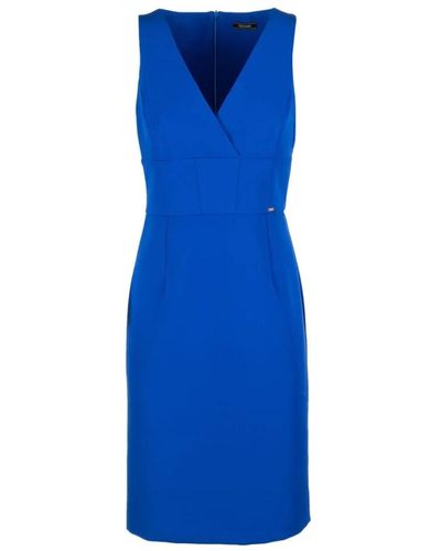 Fracomina Midi sheath kleid mit v-ausschnitt - Blau