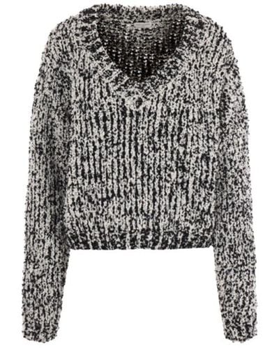 Dries Van Noten Schwarzer pullover mit metallischen fasern