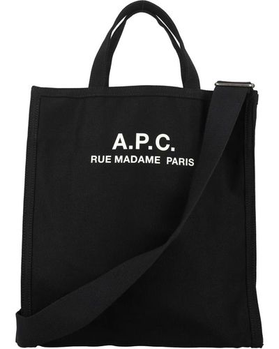 A.P.C. Schwarze handtasche mit zwei griffen und verstellbarem schulterriemen