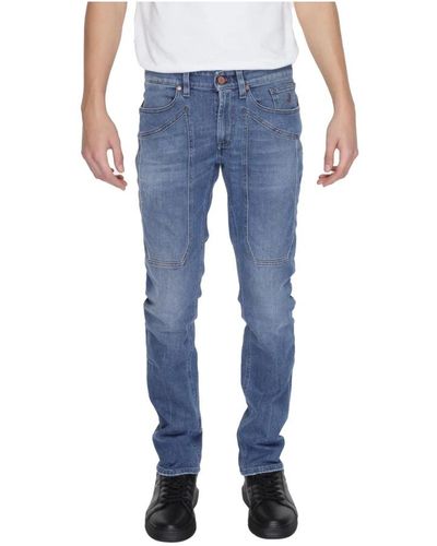 Jeckerson Jeans blu con zip e bottoni tasche