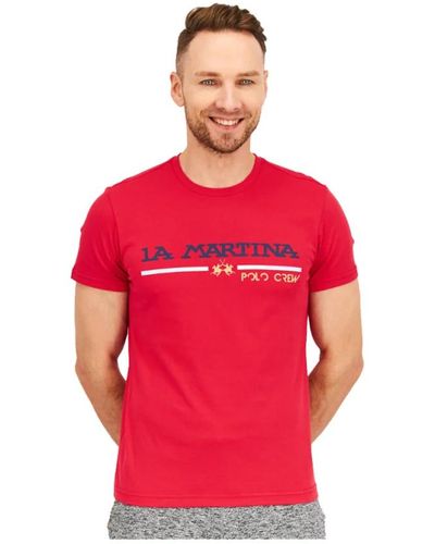 La Martina Front print jersey t-shirt top - Rot