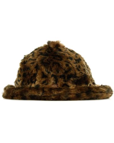 Kangol Casual faux fur leopard fischerhut - Braun