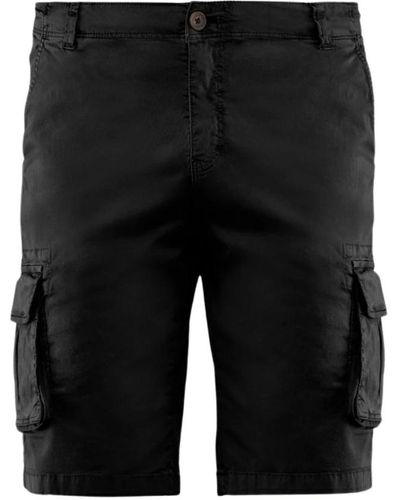 Bomboogie Stretch gabardine cargo bermuda shorts - Nero
