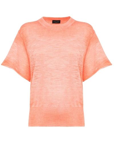 Roberto Collina Leichtes t-shirt aus leinenmischung - Orange