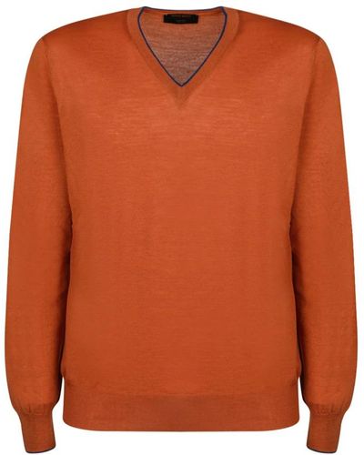 Gran Sasso V-Neck Knitwear - Orange