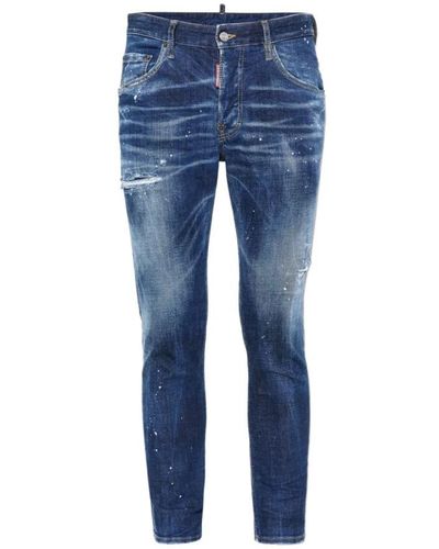 DSquared² Gealterte skinny jeans farbspritzer - Blau