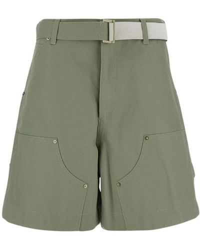 Sacai Baumwoll-bermuda-shorts - Grün
