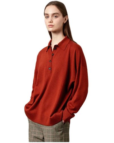 Massimo Alba Polo-suéter de corte holgado en lana merino extrafina - Rojo