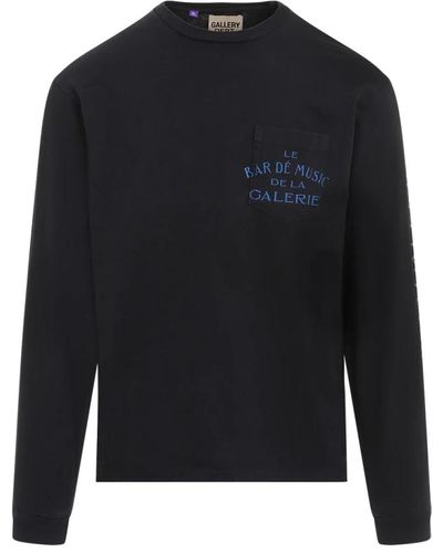 GALLERY DEPT. Schwarzes baumwoll-t-shirt mit grafik - Blau