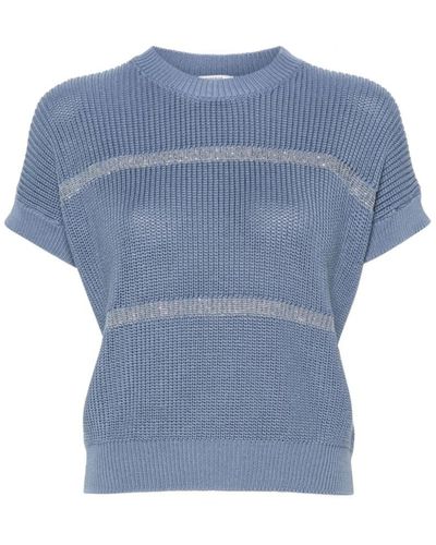 Peserico Round-Neck Knitwear - Blue