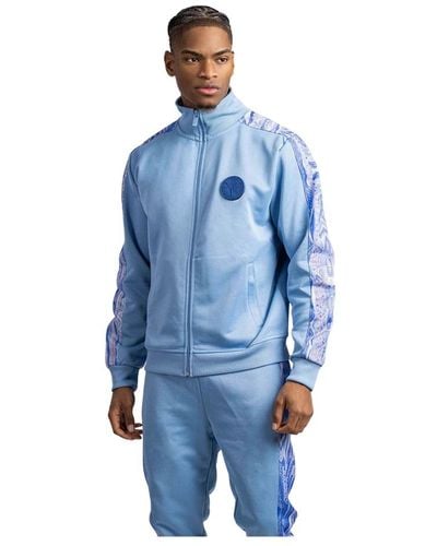 carlo colucci Trainingsanzug in blau mit klassischem kragen