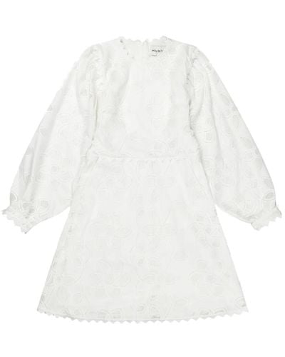 Munthe Schönes besticktes kleid mit puffärmeln - Weiß