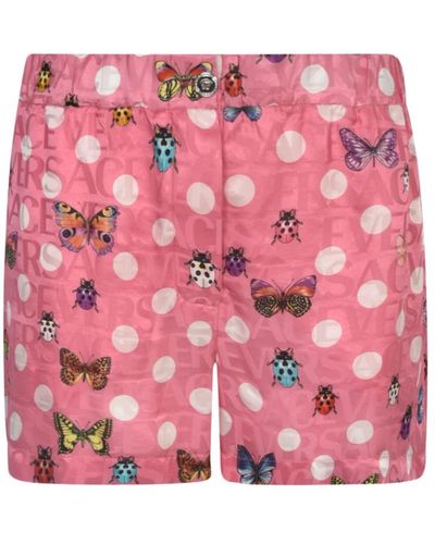 Versace Seiden-shorts mit schmetterlings- marienkäfermuster - Pink