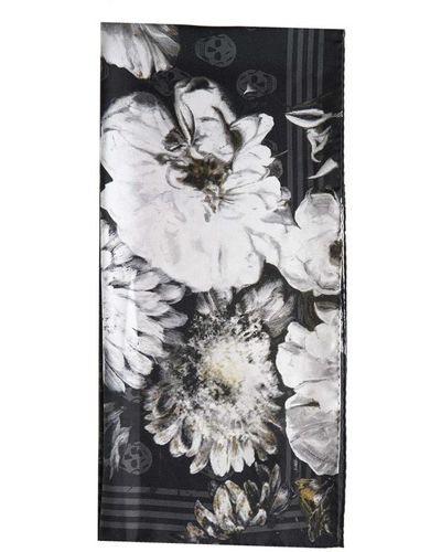 Alexander McQueen Blumen skull print seidenschal - Schwarz