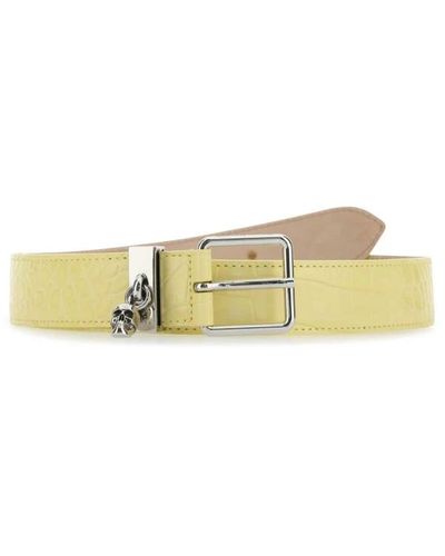 Alexander McQueen Cinturón de cuero con calavera - Amarillo