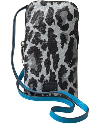 Dolce & Gabbana Borsa a tracolla in pelle di leopardo per telefono - Blu