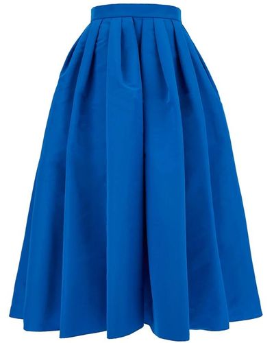 Alexander McQueen Falda midi plisada azul
