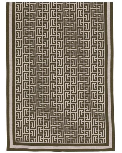 Balmain Écharpe en laine avec monogramme - Noir