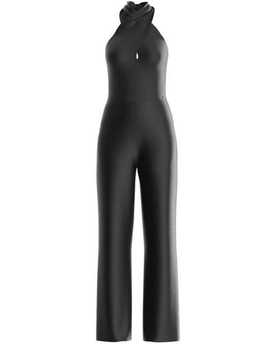 Guess Shiny rib overall jumpsuit per donne - Nero