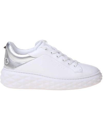 Jimmy Choo Maxi sneakers in pelle bianca e argento - Bianco