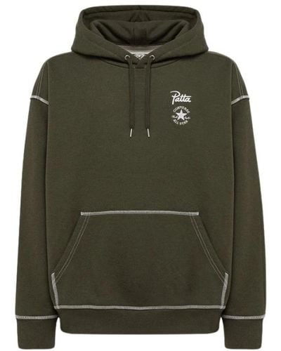 Converse French terry hoodie mit doppelstickerei - Grün