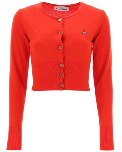 Vivienne Westwood Bea cropped cardigan aus merinowolle und kaschmirstrick - Rot
