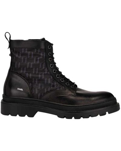 Karl Lagerfeld Lace-Up Boots - Black