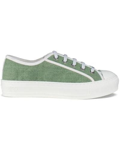 Dior Bestickte grüne denim sneakers