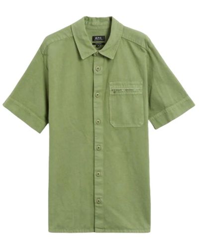 A.P.C. Short Sleeve Shirts - Green