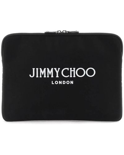 Jimmy Choo Pochette con logo a contrasto e chiusura con cerniera - Nero