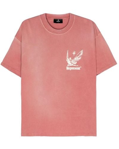 Represent Sommergeister rotes bedrucktes t-shirt - Pink