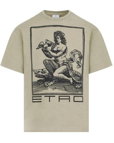 Etro Grünes druck baumwoll t-shirt - Natur
